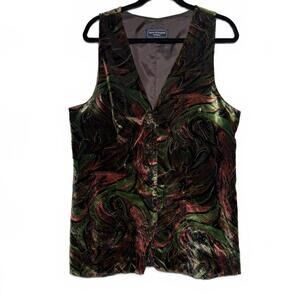 Vintage Multicolor Abstract Print Velvet Vest